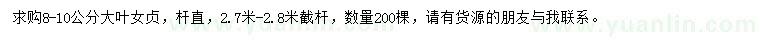 求購(gòu)8-10公分大葉女貞