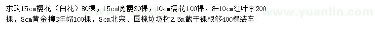 求購(gòu)櫻花、晚櫻、紅葉李等