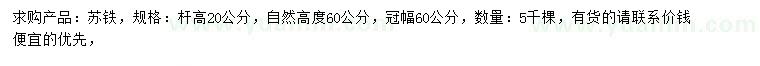 求購(gòu)桿高20公分蘇鐵