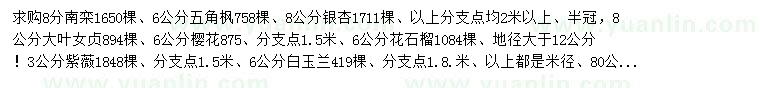 求購(gòu)南欒、五角楓、銀杏等