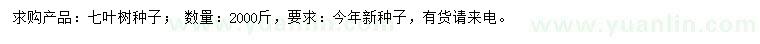 求購七葉樹種子