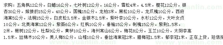求購五角楓、白蠟、七葉樹等