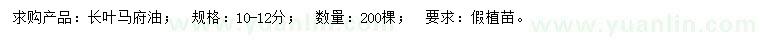 求購10-12公分長(cháng)葉馬府油