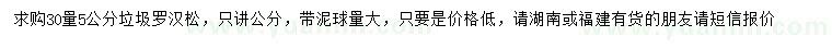 求購30量5公分垃圾羅漢松