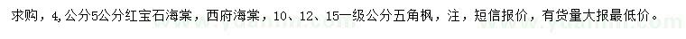 求購(gòu)紅寶石海棠、西府海棠、五角楓