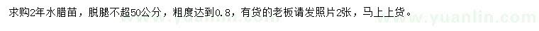 求購2年生水臘苗