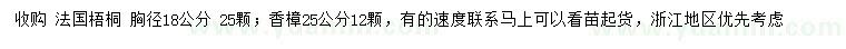 求購(gòu)胸徑18公分法國(guó)梧桐、25公分香樟