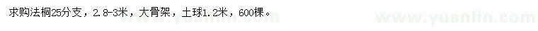 求購2.8-3米法桐