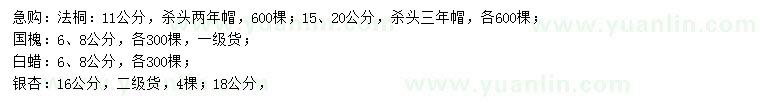 求購法桐、國槐、白蠟等