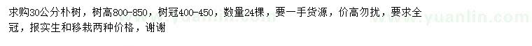 求購30公分樸樹
