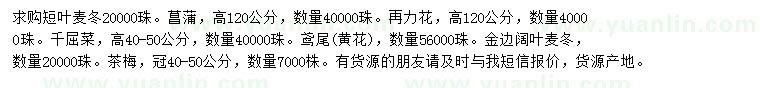 求購短葉麥冬、菖蒲、再力花等