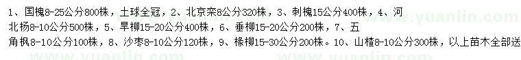 求購(gòu)國(guó)槐、北京欒、刺槐等