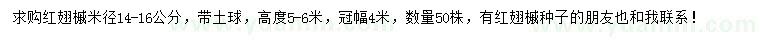 求購14-16公分紅翅槭