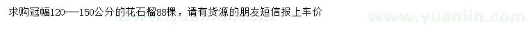 求購冠幅120-150公分花石榴