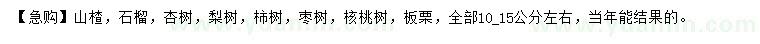 求購山楂、石榴、杏樹等