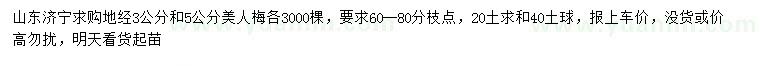 求購(gòu)地徑3、5公分美人梅
