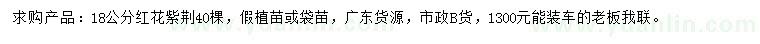 求購18公分紅花紫荊