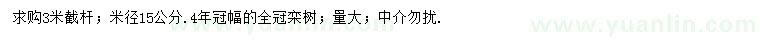 求購米徑15公分欒樹