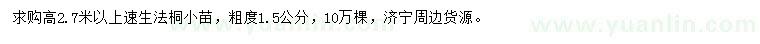 求購(gòu)高2.7米以上速生法桐小苗