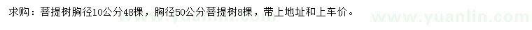求購胸徑10、50公分菩提樹