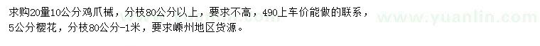 求購(gòu)20量10公分雞爪槭、5公分櫻花
