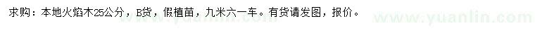 求購25公分本地火焰木