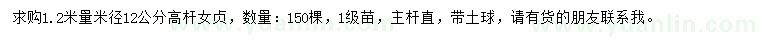求購1.2米量12公分高桿女貞