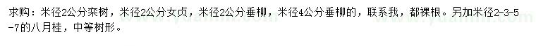求購欒樹、女貞、垂柳等