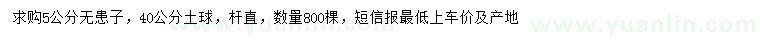 求購5公分無患子