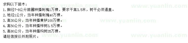 求購刺槐、黃櫨、梓樹、構(gòu)樹