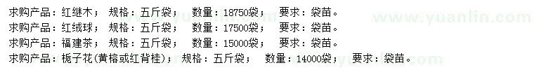 求購(gòu)紅繼木、紅絨球、福建茶等