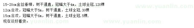 求購15-20公分金絲垂柳、12、15公分合歡
