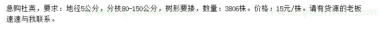 求購地徑5公分杜英