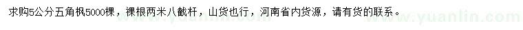 求購5公分五角楓