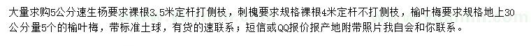 求購(gòu)速生楊、刺槐、榆葉梅