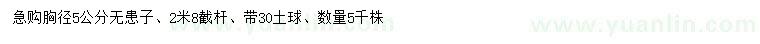 求購胸徑5公分無患子
