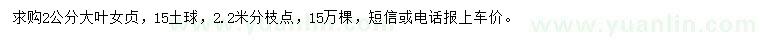 求購(gòu)2公分大葉女貞