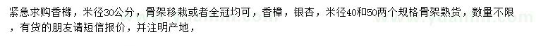 求購(gòu)香櫞、香樟、銀杏