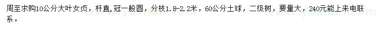 求購10公分大葉女貞