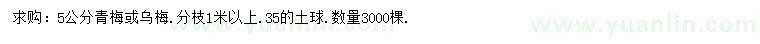 求購5公分青梅、烏梅