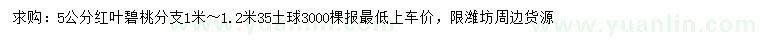 求購(gòu)5公分紅葉碧桃