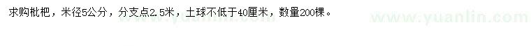 求購(gòu)米徑5公分枇杷
