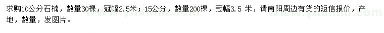 求購10、15公分石楠