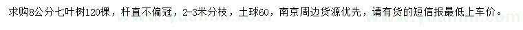 求購8公分七葉樹