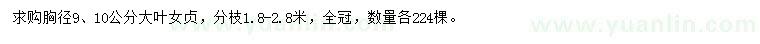 求購胸徑9、10公分大葉女貞