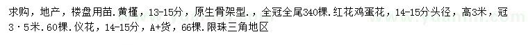 求購黃槿、紅花雞蛋花、儀花
