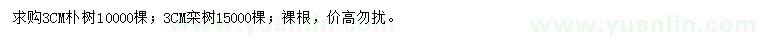 求購3公分樸樹、欒樹