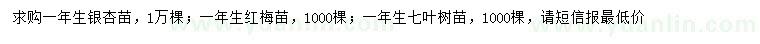 求購銀杏、紅梅、七葉樹