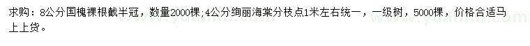 求購8公分國槐、4公分絢麗海棠