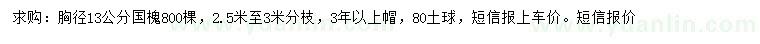 求購胸徑13公分國槐